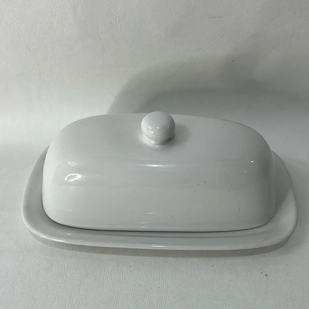 Corningware Corning Butter Dish NY USA Covered White Tableware Vintage 7 In X 3
